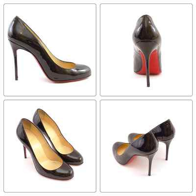ルブタン 未使用 （37.5) FIFILLE 100 PATENT Christian Louboutin Fifi 100 Black Patent Leather ~ UK 4.5