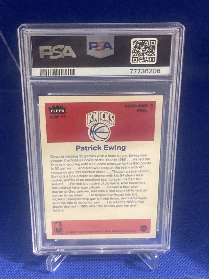 1986 Fleer Stickers #6 Patrick Ewing PSA Graded! Amazing Card For Knicks Fans🔥 - Image 2 of 2