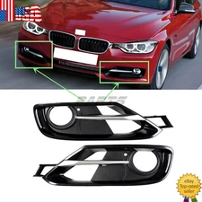 For 12-15 BMW 3' F30 328i 335i Front Bumper Fog Light Lamp Grille Cover Trim Set