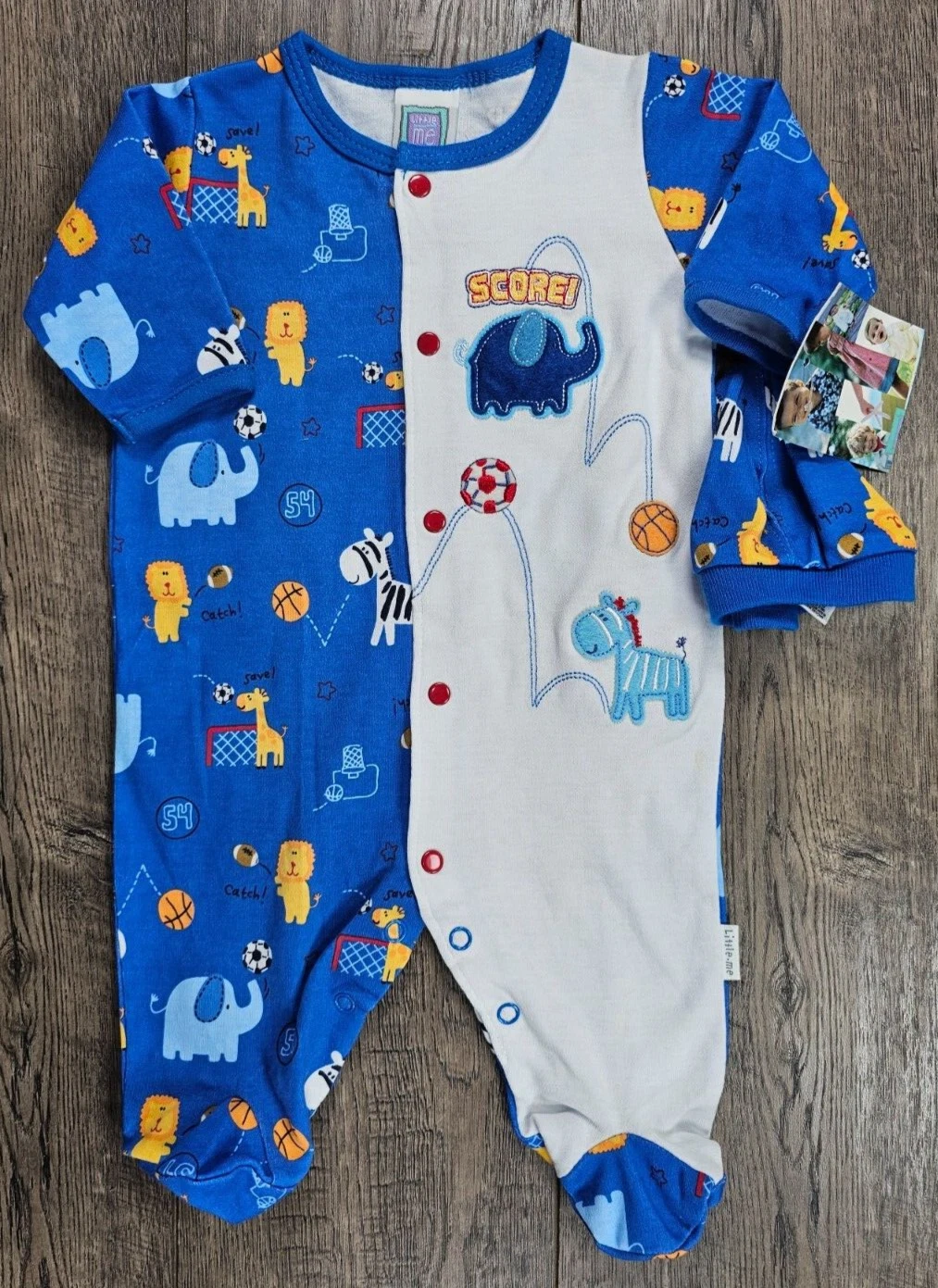 New Baby Boy Clothes Vintage Little Me Newborn 2pc Zoo Basketball Footed Outfit