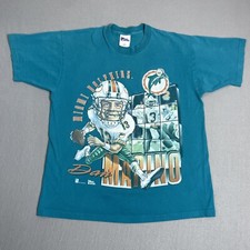 Pro Player T Shirt Mens Large Teal Dan Marino Miami Dolphins 1996 Vtg Caricature