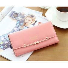 Large Capacity Womens Cute Bowknot Wallet Trifold Long Purse Card Holder Handbag