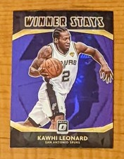 Kawhi Leonard 2020-21 Panini Optic WINNER STAYS Purple Prizm Insert #6 Spurs NBA