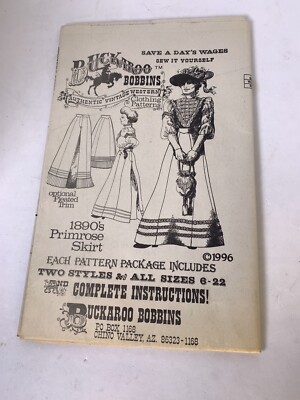 Buckaroo Bobbins Authentic Vintage Western 1890's Primrose Skirt Uncut sz 6-22