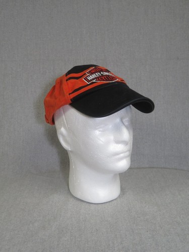 Harley Davidson Logo Cap Orange & Black Harley Adj. Buckle - Picture 2 of 7