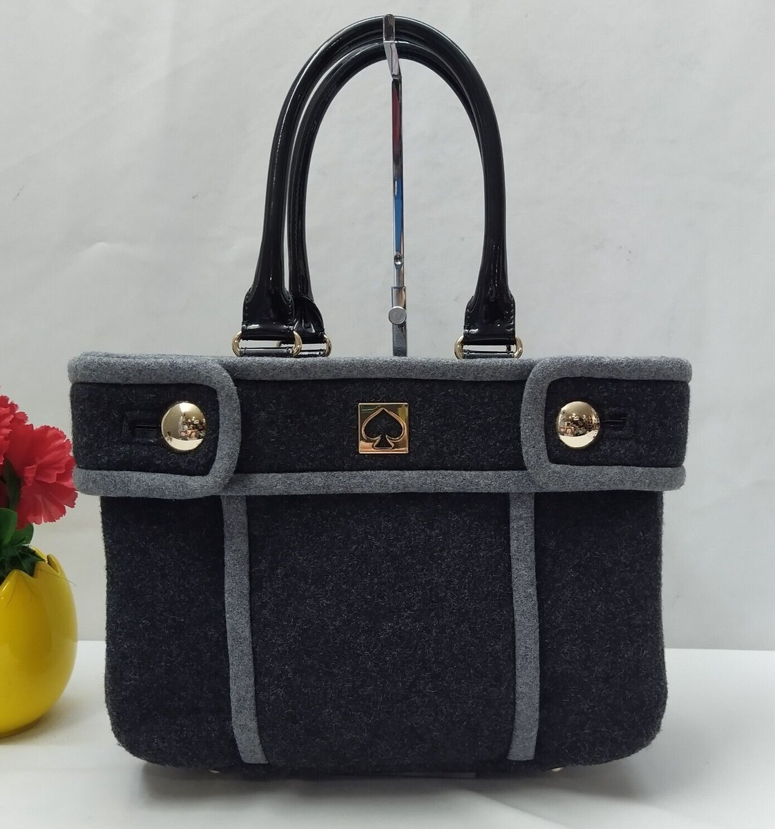 Handbag Wholesale Kate Spade Grey Wool Purse Kate Spade WOOL PLAID