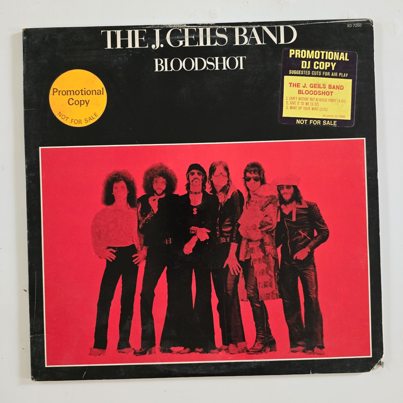 The J Geils Band Bloodshot Stereo Promo Record Atlantic Red Vinyl LP Rock RARE