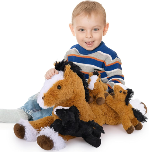 4 Pcs Horse Plush Stuffed Animal,Large Stuffed Mommy Horse with Babies Pony Toys - Picture 7 of 7