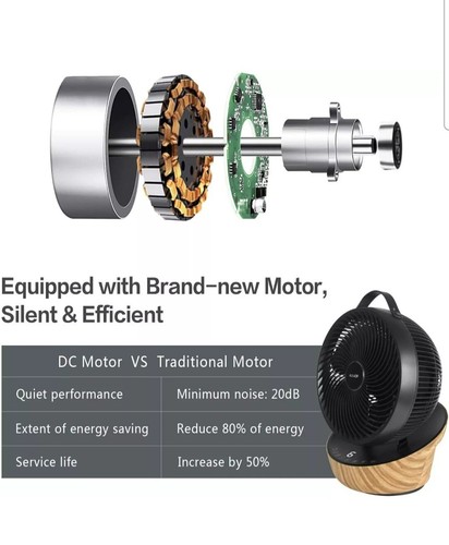 4UMOR Fan with Remote Control 20 dB 7.6 m/s Turbo 21 W DC Motor 12 Speeds Table - Picture 6 of 6