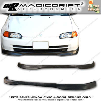 For 92-95 Honda Civic JDM Type R Style Front + Rear Bumper Lip Spoiler Urethane