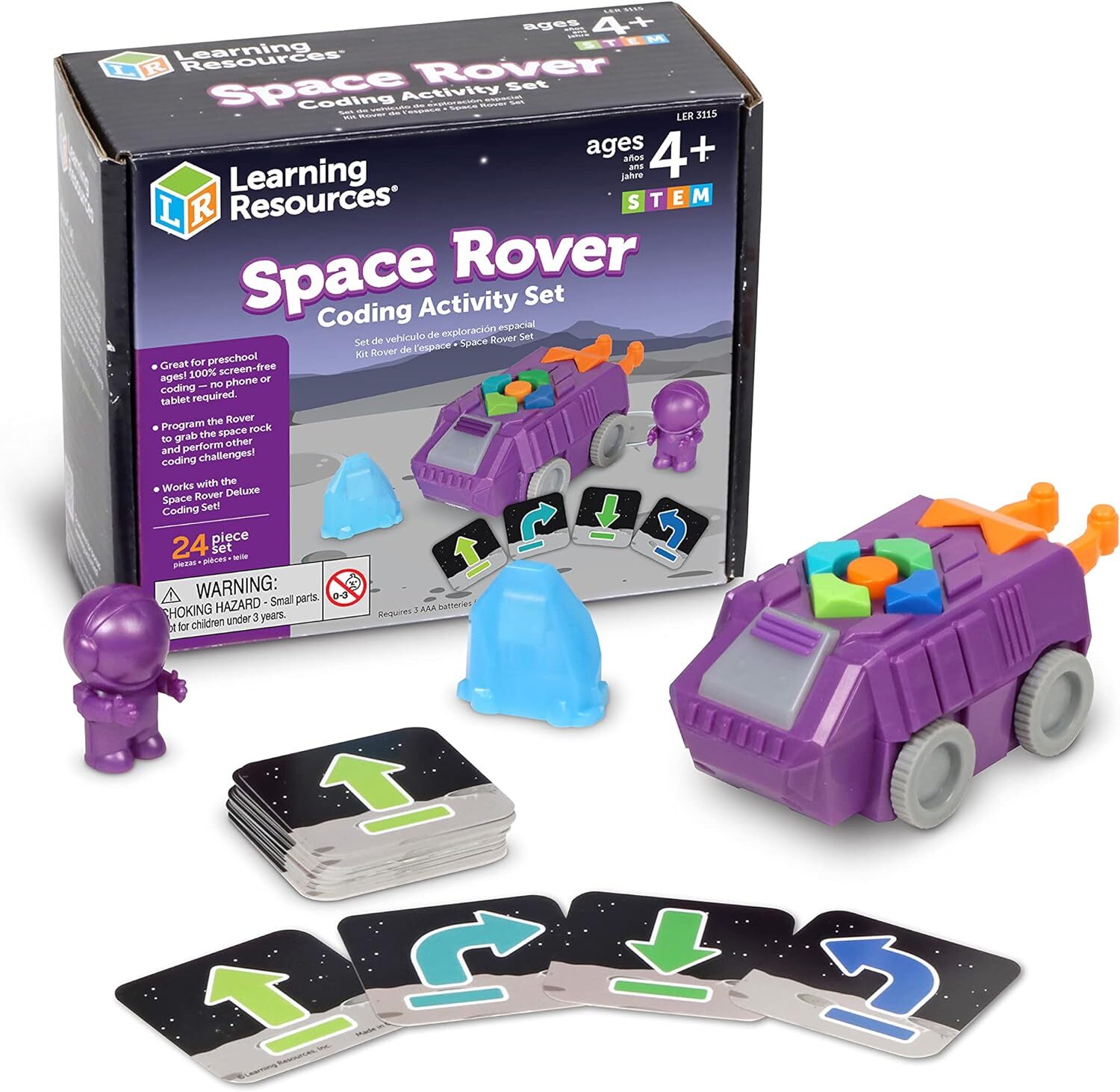 Learning Resources Space Rover Coding Set for Kids Ages 4+ with 23 Pieces to Teach STEM Coding Basics-image