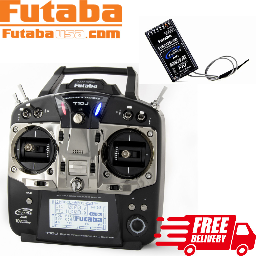 Futaba 10J-2.4GHz R/Cシステム RÁDIO FUTABA 10JA 10 CANAIS T-FHSS 2.4GhZ 10J + RX R3008SB
