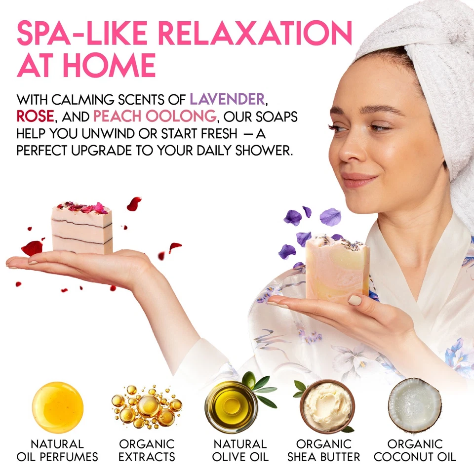 Jabón Hecho a Mano, Natural Prensado en Frío 4.2oz Barras de Jabón Set de Regalo - Juego de 6 piezas Foto 4 de 4