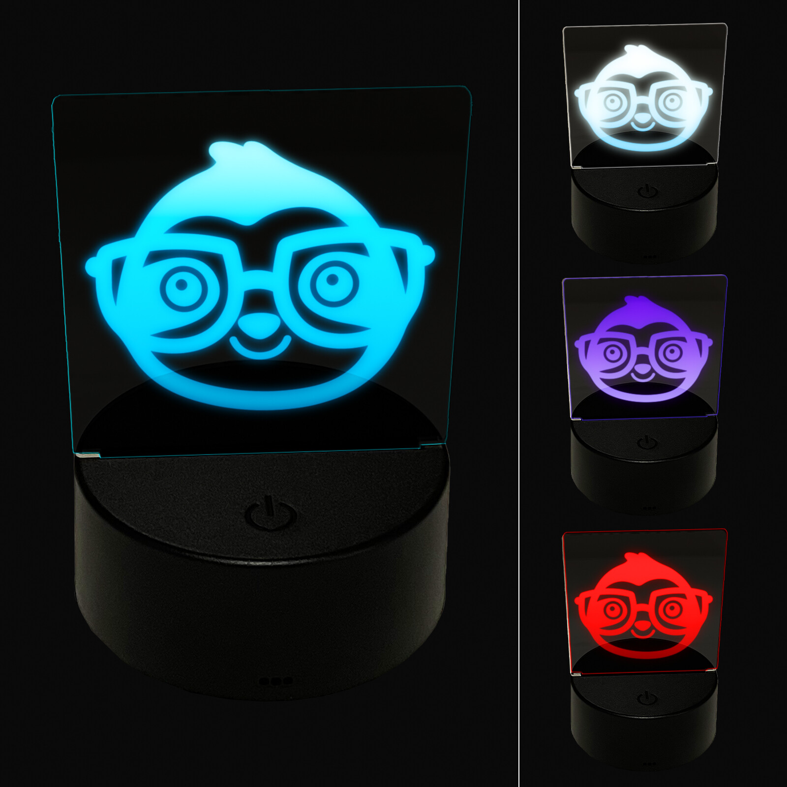 Sloth Wearing Glasses 3D LED Night Light Illusion Lamp