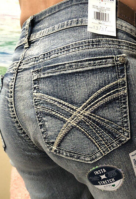 Wallflower Luscious Curvy Bootcut Jeans Med Light Wash Jeans Mid Rise Size  13