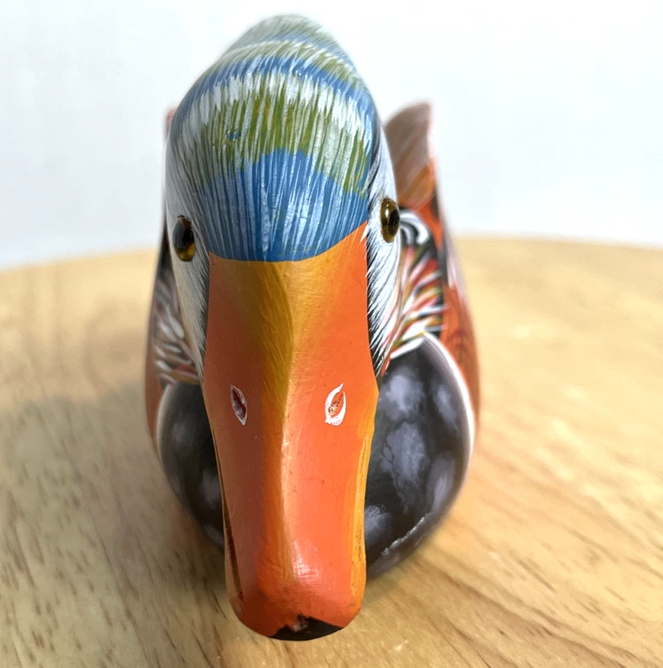 Vintage Wood Duck Mini Decoy Hand Painted Figurine 6”L Lake Cabin Decor - Image 3 of 4
