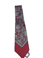 Vtg Mens Red/BluePaisley Tie Italian Silk Johnny Carson USA Made Iconic Comedian