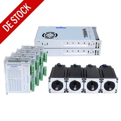 4 Axis Stepper CNC Kit 3Nm Nema 23 5A Φ8mm Schrittmotor & Driver & Power Supply