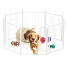 HEALSMART DOG PLAYPEN 32 INCH 8 PANELS HEAVY DUTY METAL PLAYPEN - WHITE