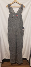 Dickies Hickory Stripe Bib Overalls 32x30 Blue White Tool Pocket Boot Coverage