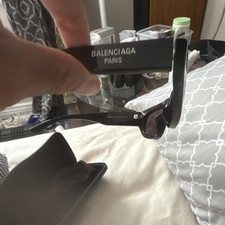 Balenciaga BB0003S Men's Black Rectangular Plastic Sunglasses Tinted Lens 140mm