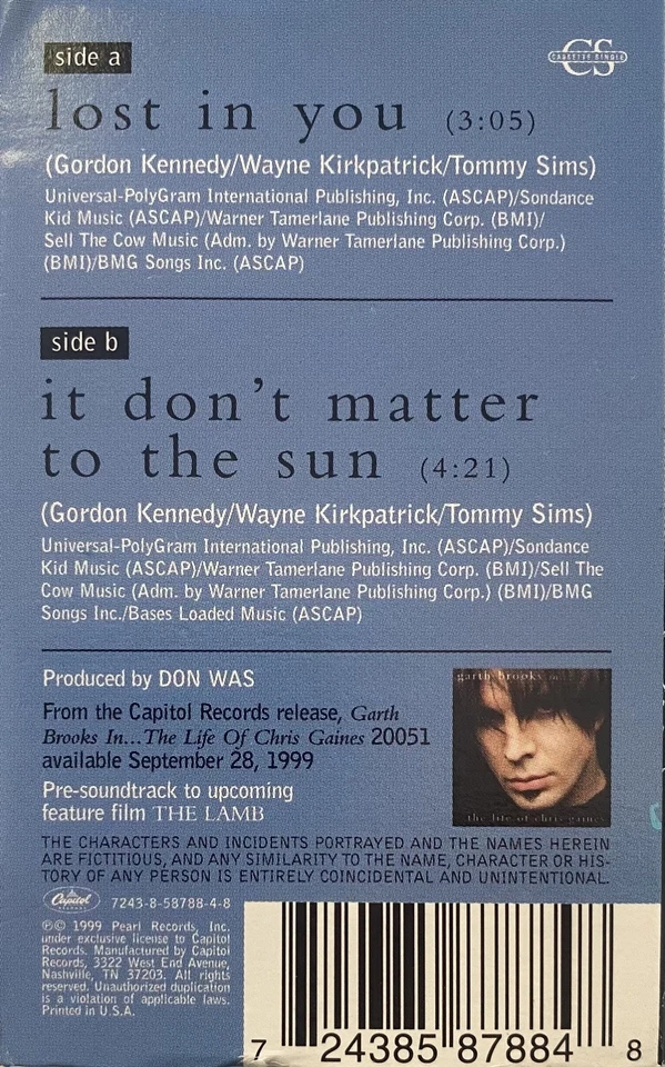 Chris Gaines Lost In You Cassette Cassingle Garth Brooks - Image 2 of 4