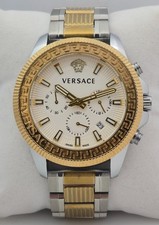 Versace Greca Action White Chronograph Dial with Date Steel Bracelet Men's Watch