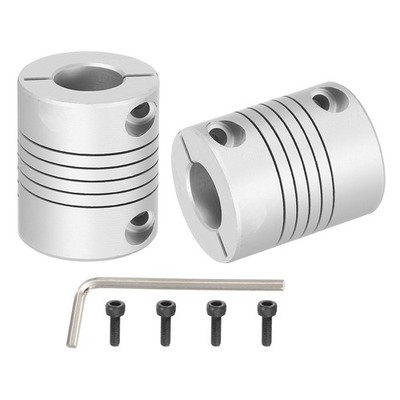 2 Pcs Flexible Couplings 12mm to 12mm Joint Connector with Wrench D25xL30mm
