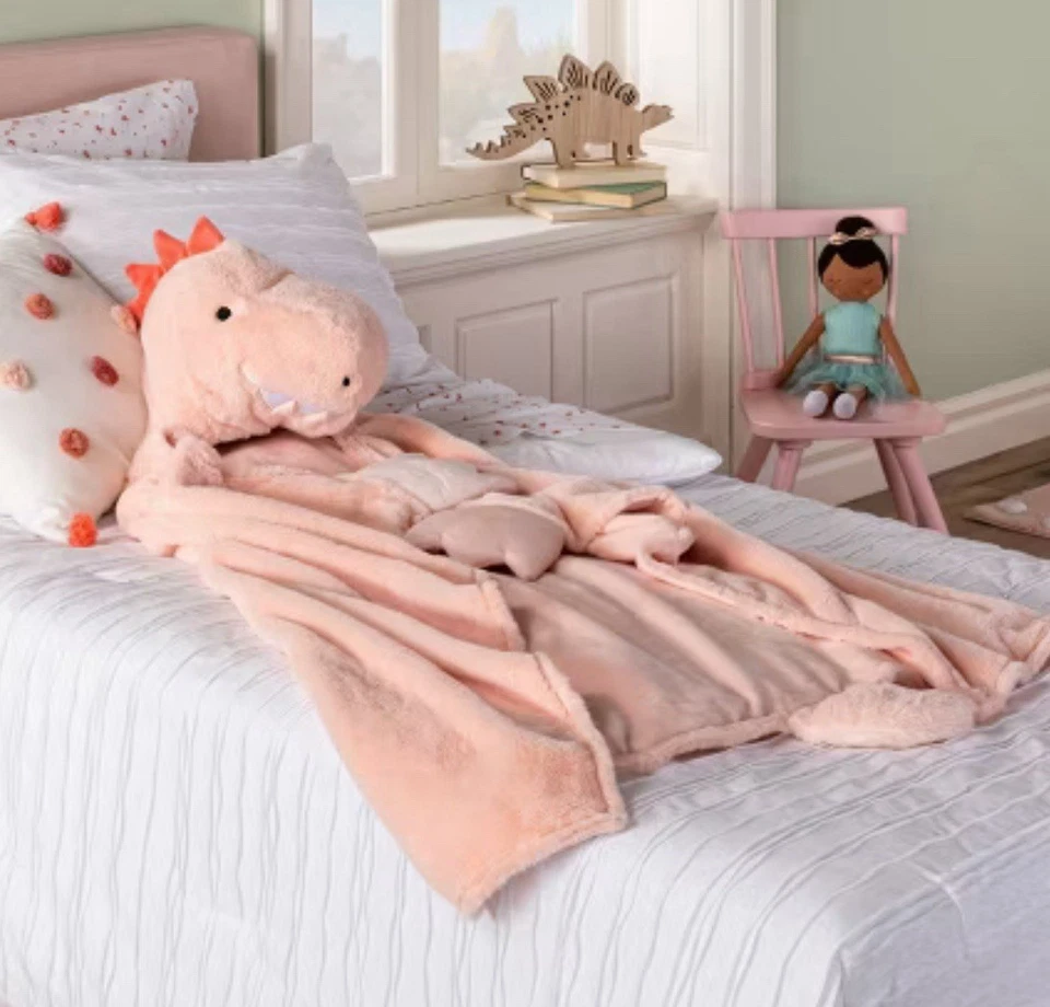 Target Pillowfort Dinosaur Kids' Hooded Blanket-Pink - Image 3 of 4