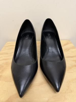 #ad #ad Michael Kors Shoes Porter Heels Pump Women Size 9.5M Black Leather Gold Heel $29.99
