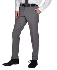 Perry Ellis Portfolio Men's Micro-Grid Slim-Fit Stretch Suit Pants - Light Grey
