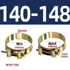 Hose Clamps-Clips yellow zinc plated Heavy Duty T Bolt Exhaust 17mm to 304mm