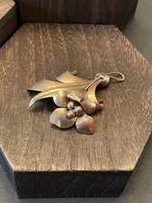 Sterling Brooch signed Forstner Gold Vermeil Flower Floral Dimensional VTG Pin