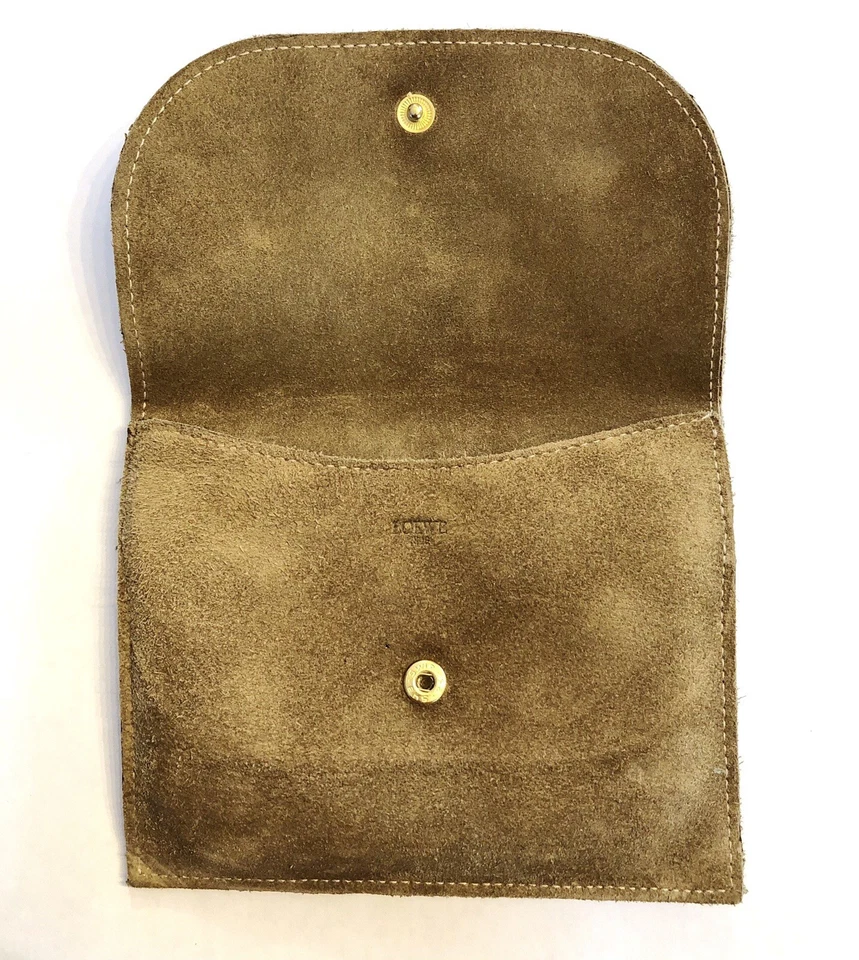 Bolso sin asas vintage LOEWE anagrama gamuza, cuero beige gamuza, monedero Foto 3 de 4