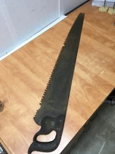 Vintage Warranted Superior Crosscut One Man Logging Saw Wood Handle 42" Blade