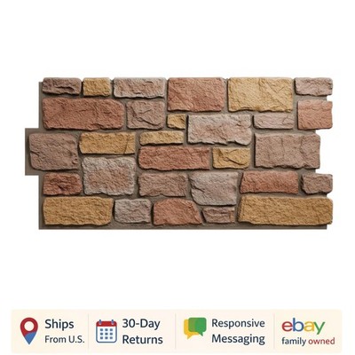 EverStone Cobblestone Faux Stone Panel, 48''W x 23 3/4''H x 1 1/8''D, Charleston
