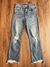 Mother Denim Insider Crop Step Chew Dancing On Coals Blue Jeans Bohemian Sz 27