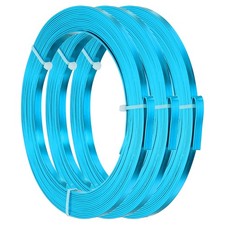 18 AWG 5mm Wide Aluminum Flat Wire 16Ft 3 Roll for Jewelry Making, Light Blue