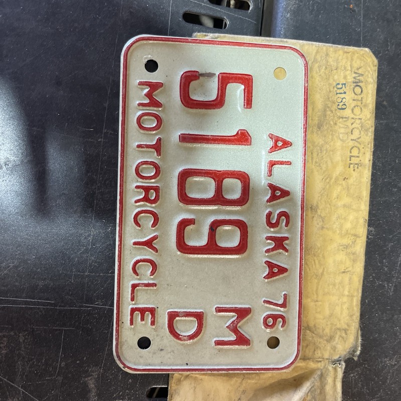Embossed Dated 1976 Alaska MOTORCYCLE License Plate 
