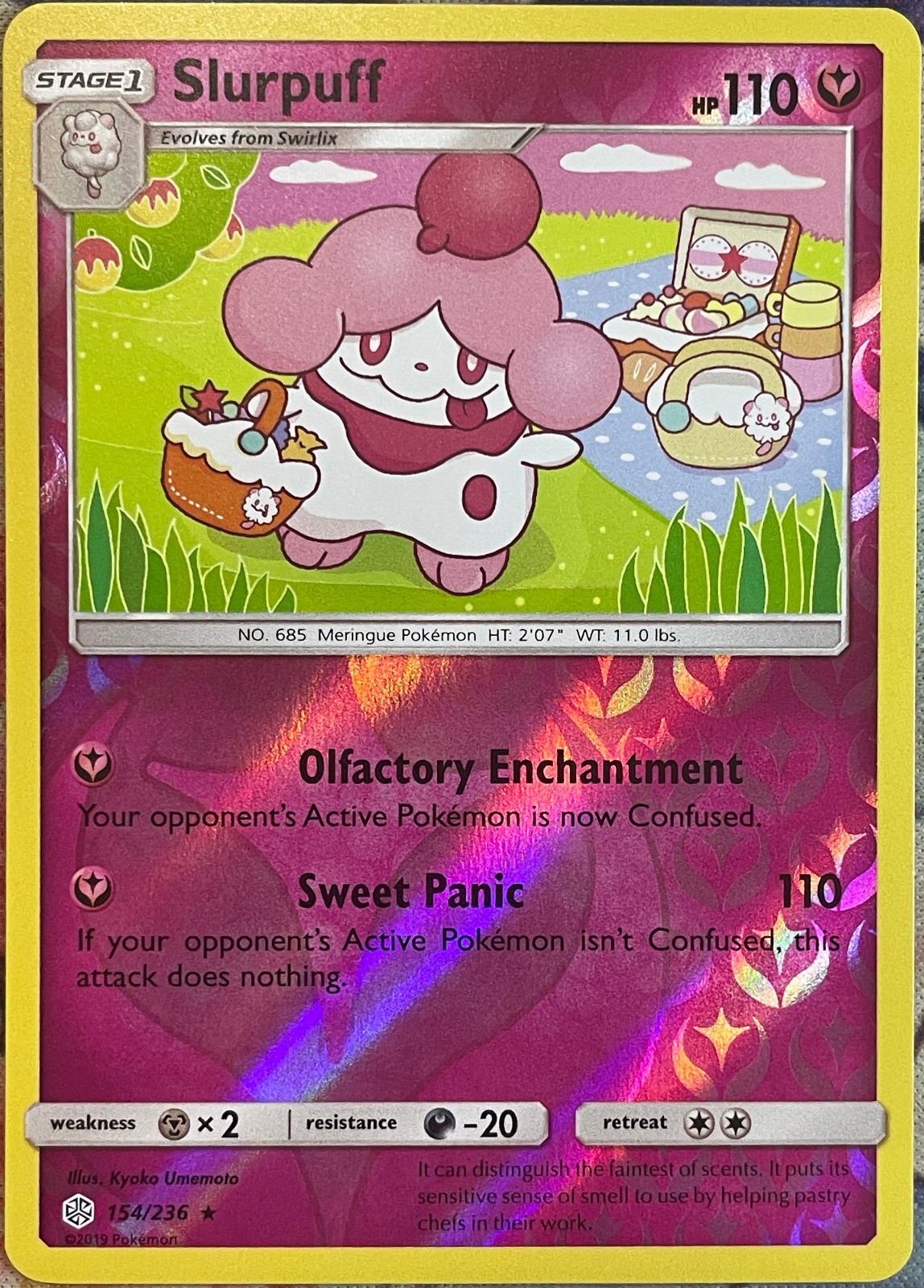 Slurpuff Reverse Holo Rare - 154/236 - Cosmic Eclipse Pokemon 2019