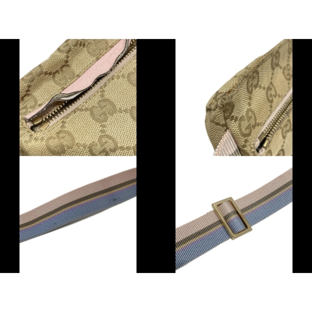 Gucci Waist Pouch GG Pattern Leather Beige Pink Multi Used 16cm x 28.5cm thumbnail 2