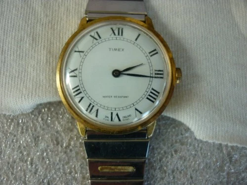 VINTAGE TIMEX MECHANICAL WATCH MENS WHITE DIAL GOLD TONE