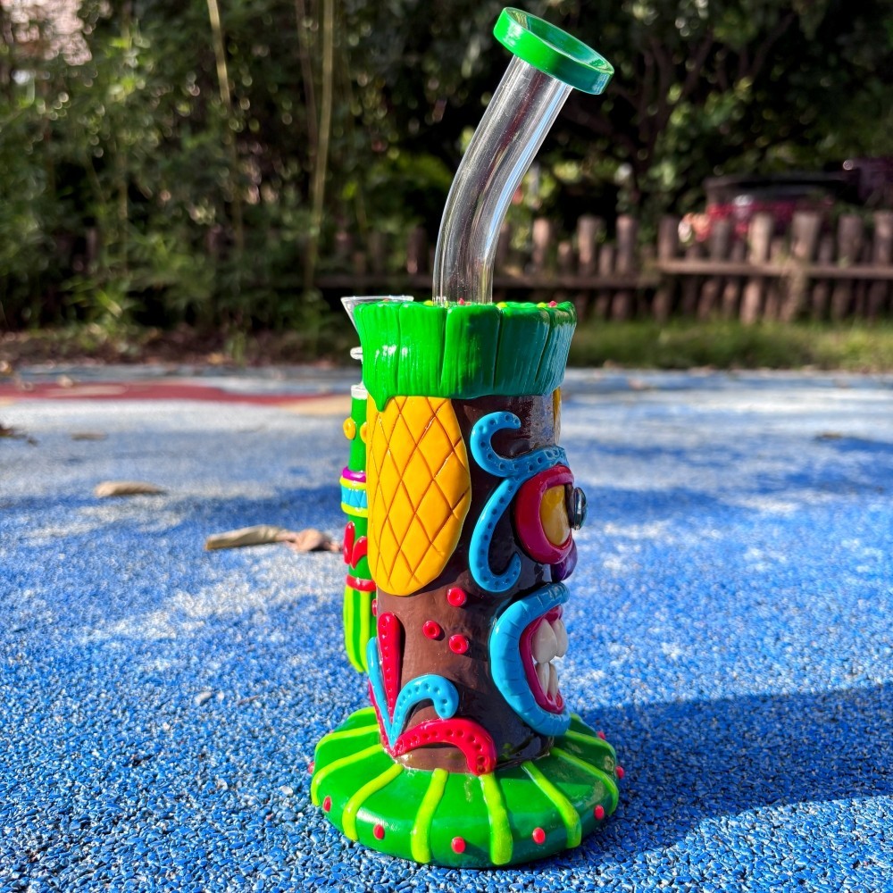 9" Glow in the Dark 3D Monster Clay Glass Bong Honeycomb Perc Water Pipe Bubbler
