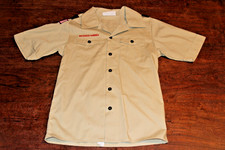 Boy Scouts of America BSA Youth Shirt Tan Large Plain No Patches Short Sleeve