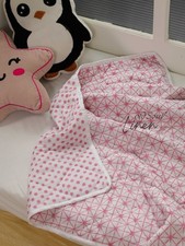 Cotton Kids Quilt for Girls Pink Double-Sided Blanket Lightweight Cozy Blanket