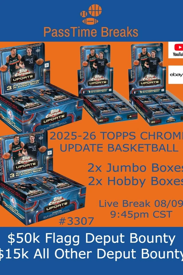2025-26 TOPPS CHROME UPDATE BASKETBALL 2x Jumbo 2x Hobby Box PYT BREAK 3307