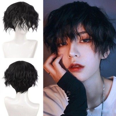 Natural Hairpiece Short Hair Wigs Full Head Toupee for Halloween Cosplay