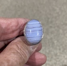 Blue Lace Agate Ring Sterling Silver