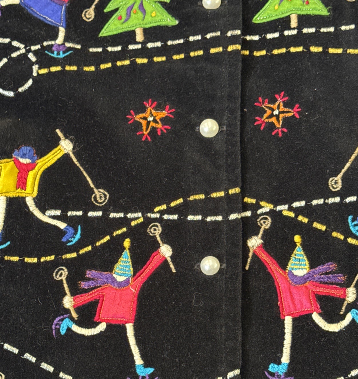 VTG Winter/Christmas Colorful Ice Skating Vest Ugly Sweater/90’s Bright Colors