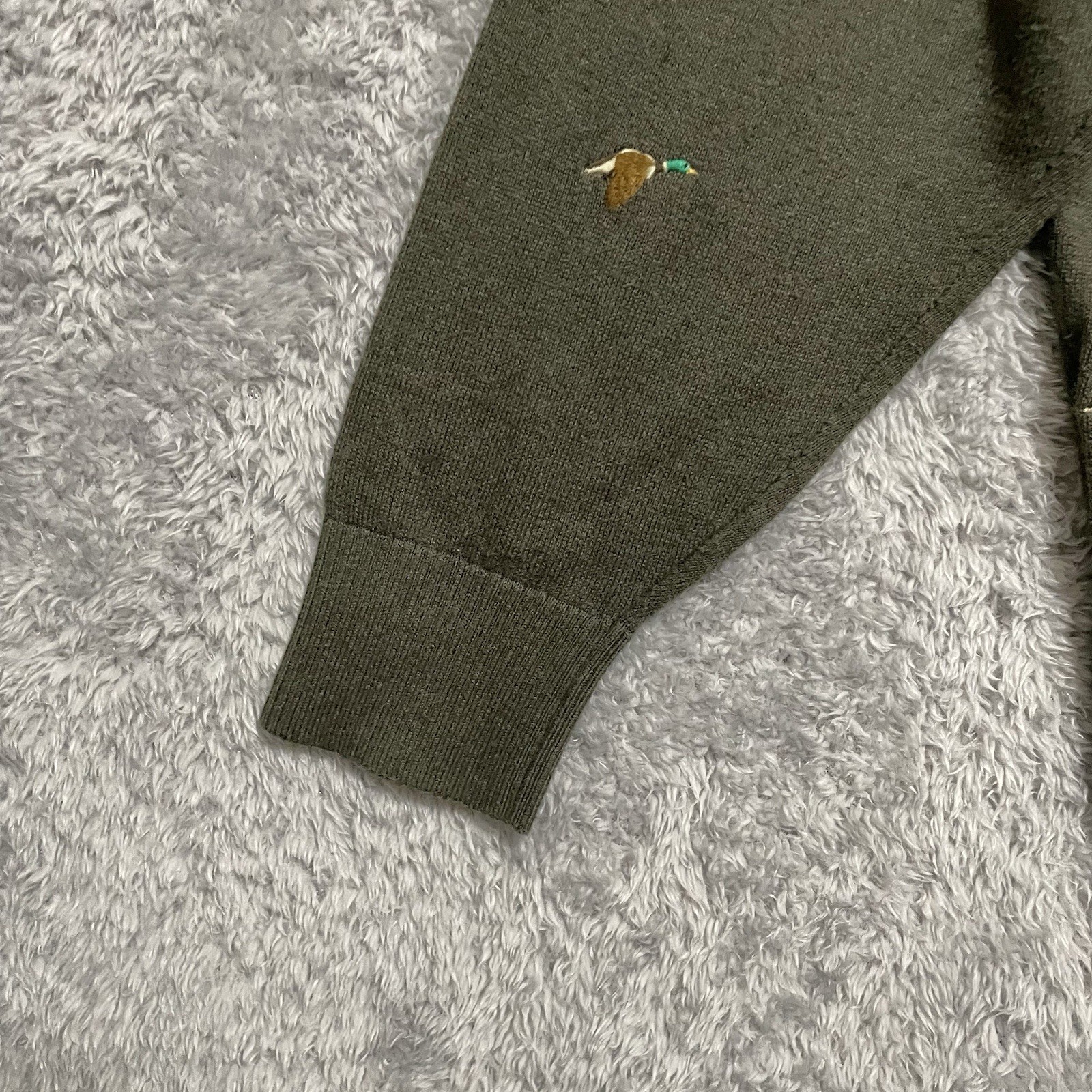 Cremieux Classic Sweater Men Large Cashmere Cotton Blend Duck Hunting Embroidery